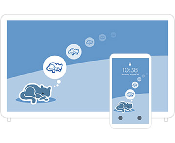 Desktop & mobile example of  "Sleepy Kitty" pet wallpaper for phones