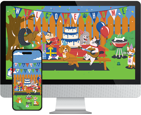 Desktop & mobile example of  "Adoption" pet wallpaper for phones