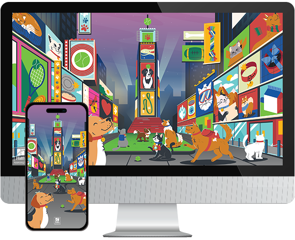 Desktop & mobile example of  "Petropolis" pet wallpaper for phones