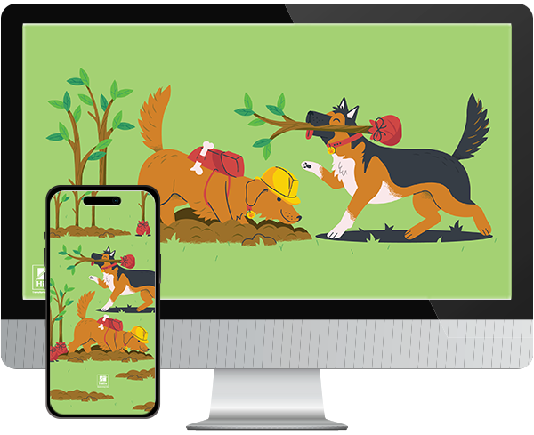 Desktop & mobile example of  "Spring Sustainability" pet wallpaper for phones