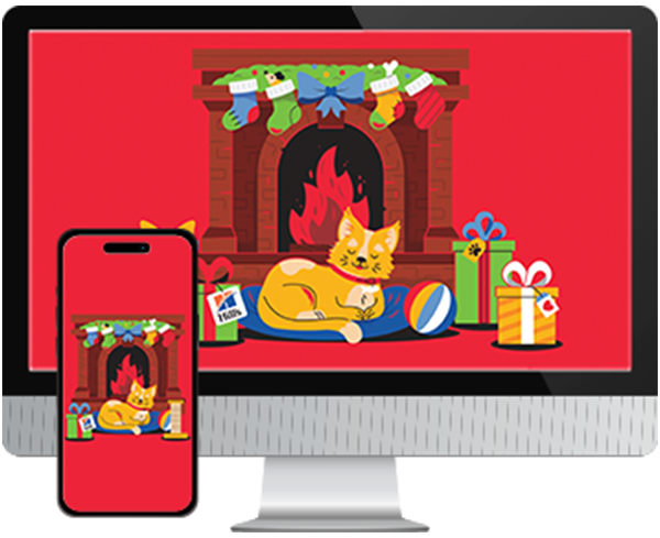 Desktop & mobile example of  "Cat Fireplace" pet wallpaper for phones