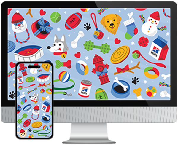 Desktop & mobile example of  "Dog Presents Pattern" pet wallpaper for phones